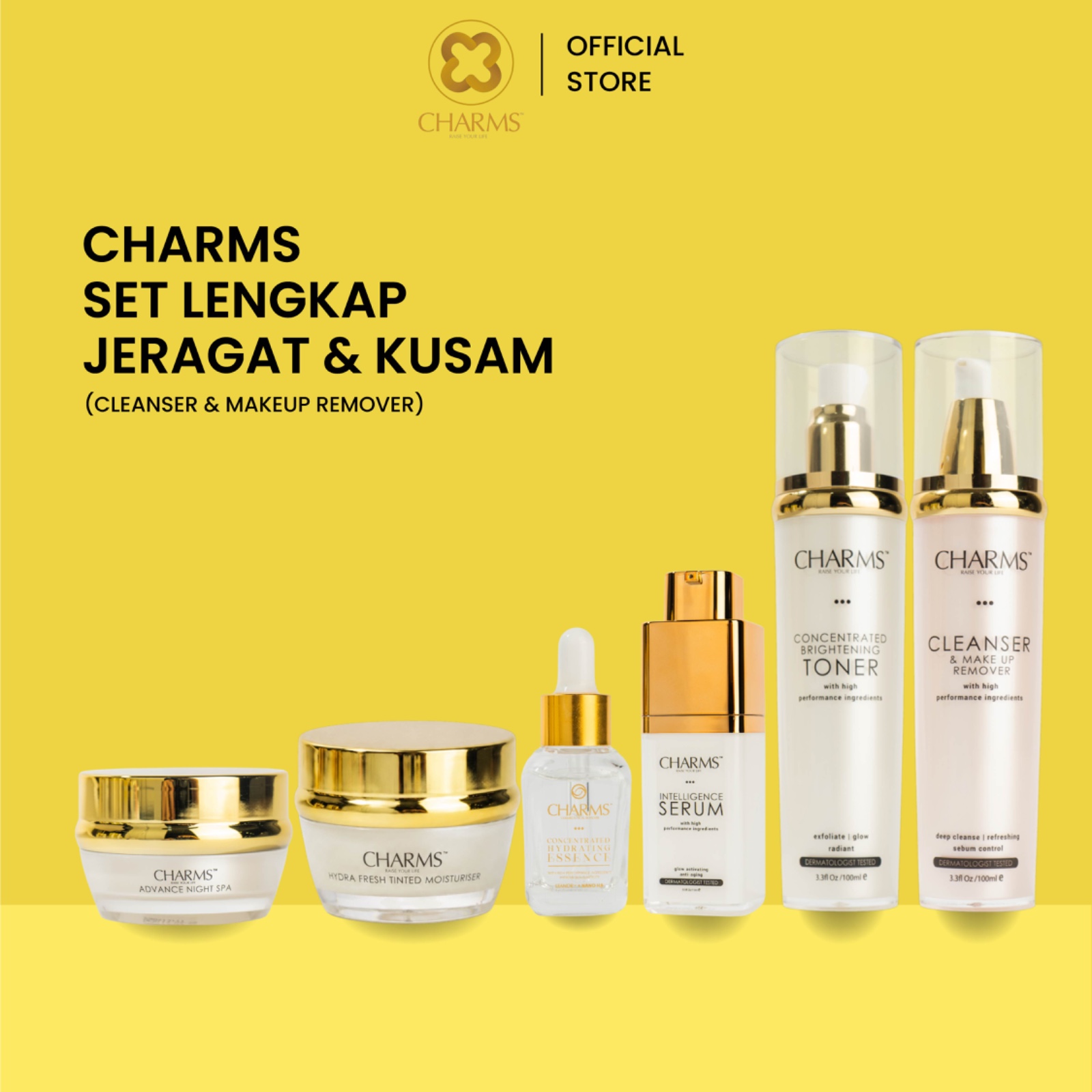 CHARMS SET LENGKAP JERAGAT & KUSAM (CLEANSER & MAKEUP REMOVER)