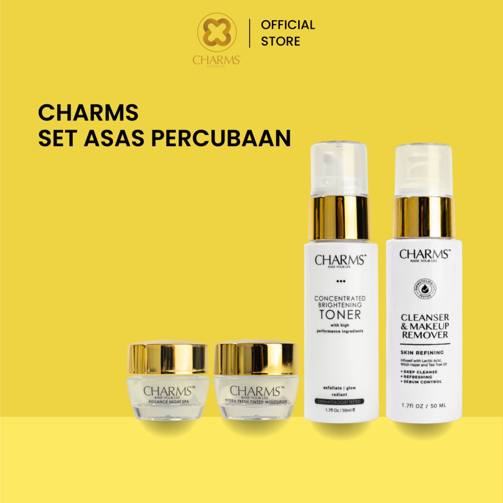SET ASAS PERCUBAAN CHARMS (CLEANSER & MAKEUP REMOVER)