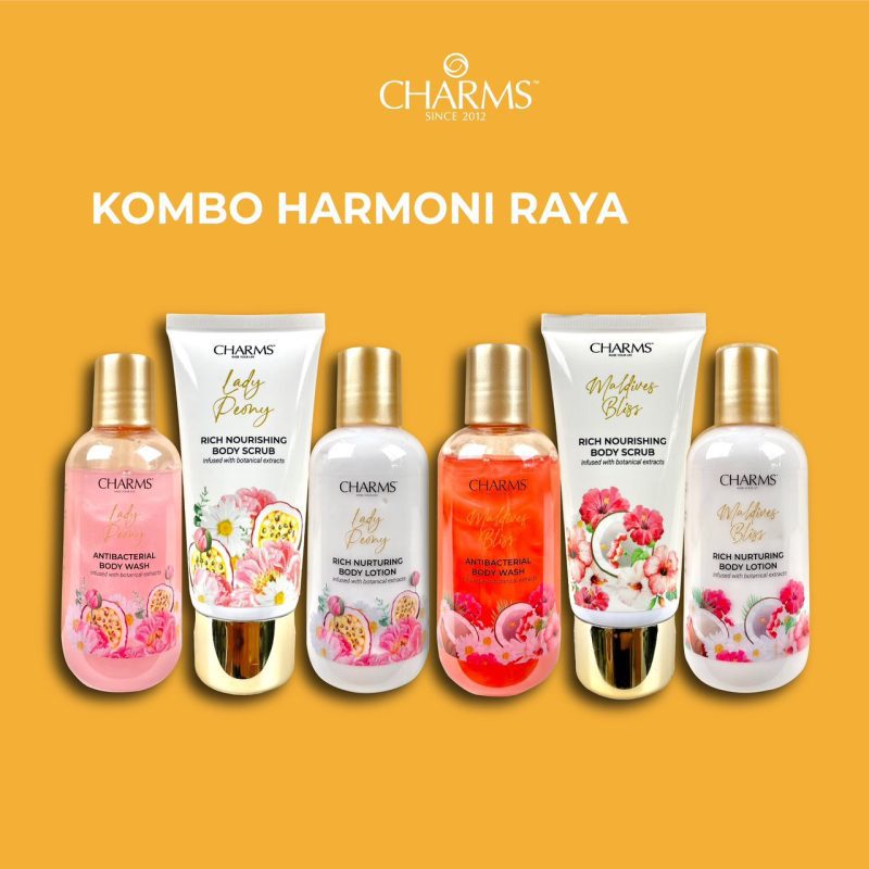 CHARMS Combo Harmoni Raya Set Body Wash 3 in 1 Bauan Maldives Bliss dan Lady Peony