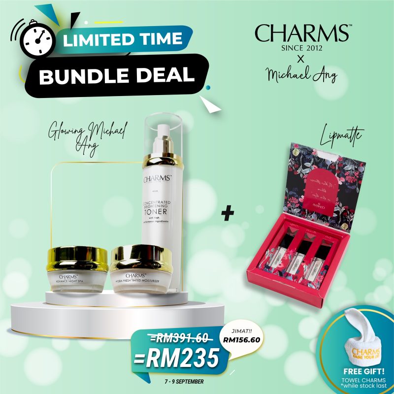 Limited Time Bundle Deal Glowing Set Michael Ang + Set Lip Matte Floral Edition
