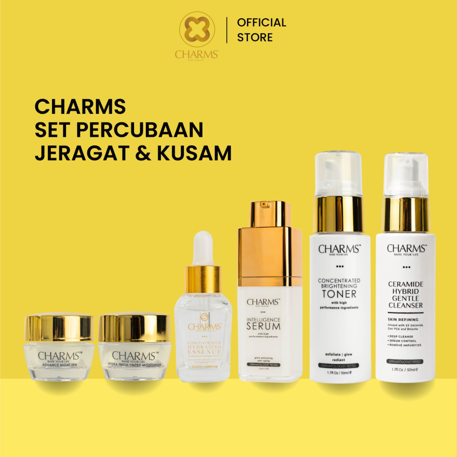CHARMS SET PERCUBAAN JERAGAT KUSAM (CERAMIDE CLEANSER)